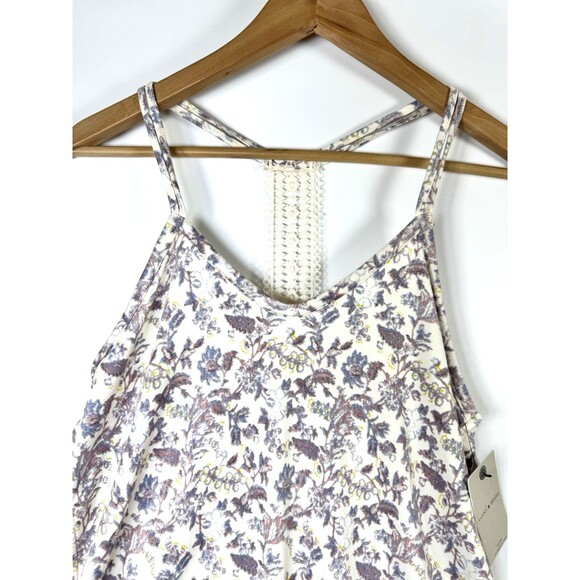 Lucky Brand Tank Top Womens Small Cream Floral Lace Racerback Boho Casual - Picture 2 of 12